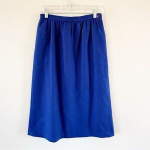Vintage Women Bright Blue Wool Skirt Size 10 Classic Timeless Capsule Office